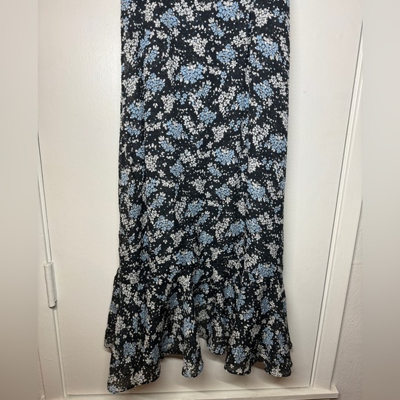 Veronica Beard Amal 100% Silk Black Blue White Floral Faux Wrap Midi Dress 0 - Picture 14 of 16